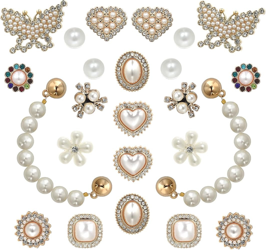Bling Shoe Charms for Girls and Women, Girly Pearl Shoe Charms for Clog Sandals, 24 PCS Glitter F... | Amazon (US)
