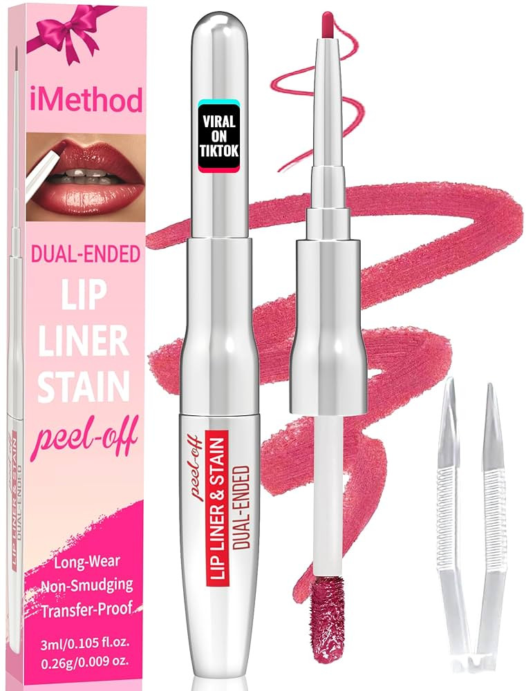 iMethod Lip Liner Stain - Lip Stain, 2-In-1 Dual-Ended Peel Off Lip Stain with Tweezer, Natural L... | Amazon (US)