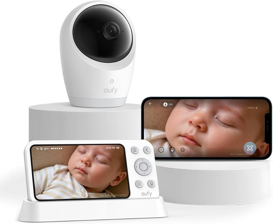 Amazon.com: eufy Security Baby Monitor E21 with 4K UHD Camera, 5'' 720p Display, 8X Zoom, Hybrid Wi-Fi and No Wi-Fi Connection, 24/7 Recording in app, Pan-Tilt, Portable Camera with Built-in Battery, ANR : Baby | Amazon (US)