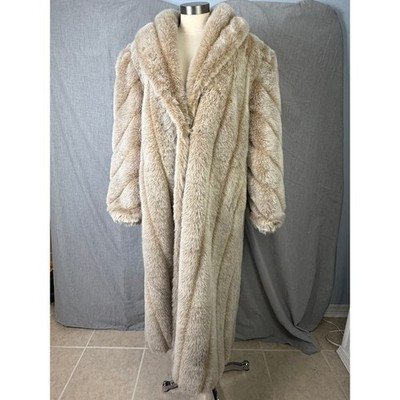 Vintage Long Faux Fur Coat XL Champagne Mink Plush Full Length Glam Winter USA | eBay | eBay US