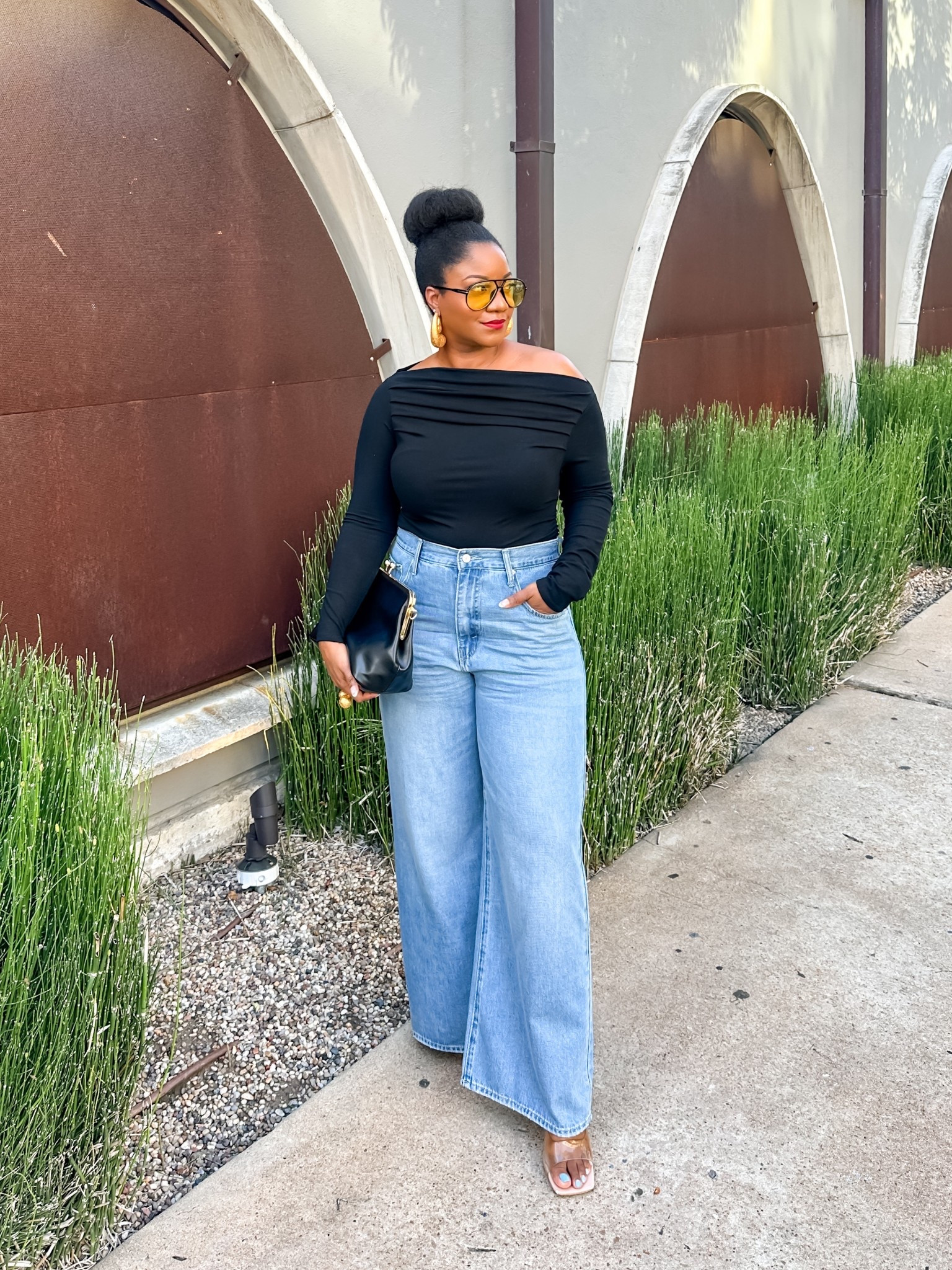Effortless and chic: this black off the shoulder long sleeve top styled with @nextrys.us high waisted wide leg jeans is the perfect combo for fall. Wearing a 32 in the jeans and a L in the top. #nextrys #nextrysjeans

black off the shoulder top / long sleeve going out top / chic black top with sleeves / wide leg jeans outfit / high waisted denim / flattering jeans for curves / midsize fashion / chic fall outfit / fall date night look / casual fall outfit idea / black top and jeans outfit / going out outfit ideas / affordable fall style / jeans with heels outfit / classic black and denim look

#LTKMidsize #LTKStyleTip #LTKFindsUnder50