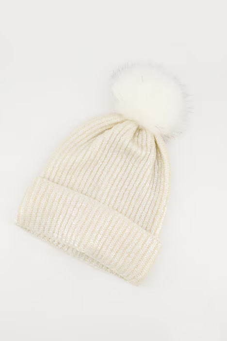 Shimmer Knit Pompom Hat | Ulla Popken - US