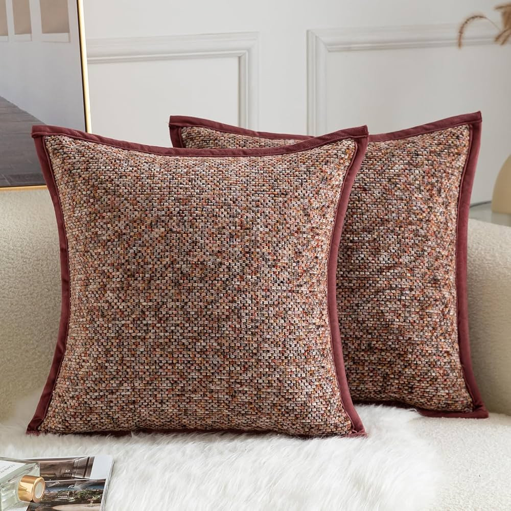 Yaertun Pack of 2 Tie-dye Chenille Textured Throw Pillow Covers Decorative Square Accent Cushion ... | Amazon (US)