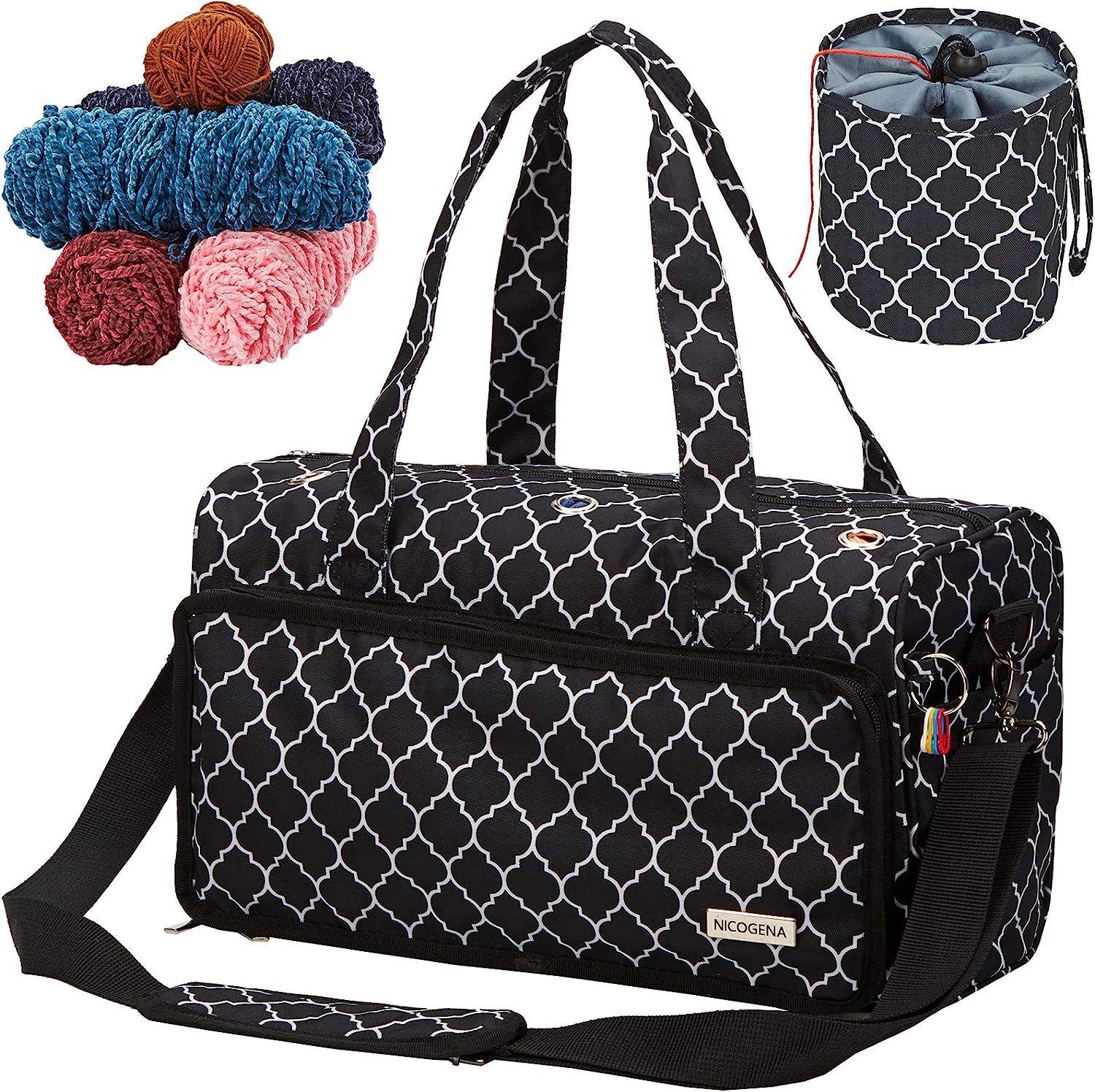 NICOGENA Knitting Bag, Large Capacity Portable Yarn Storage Tote for Yarn Skeins and Accessories ... | Amazon (US)