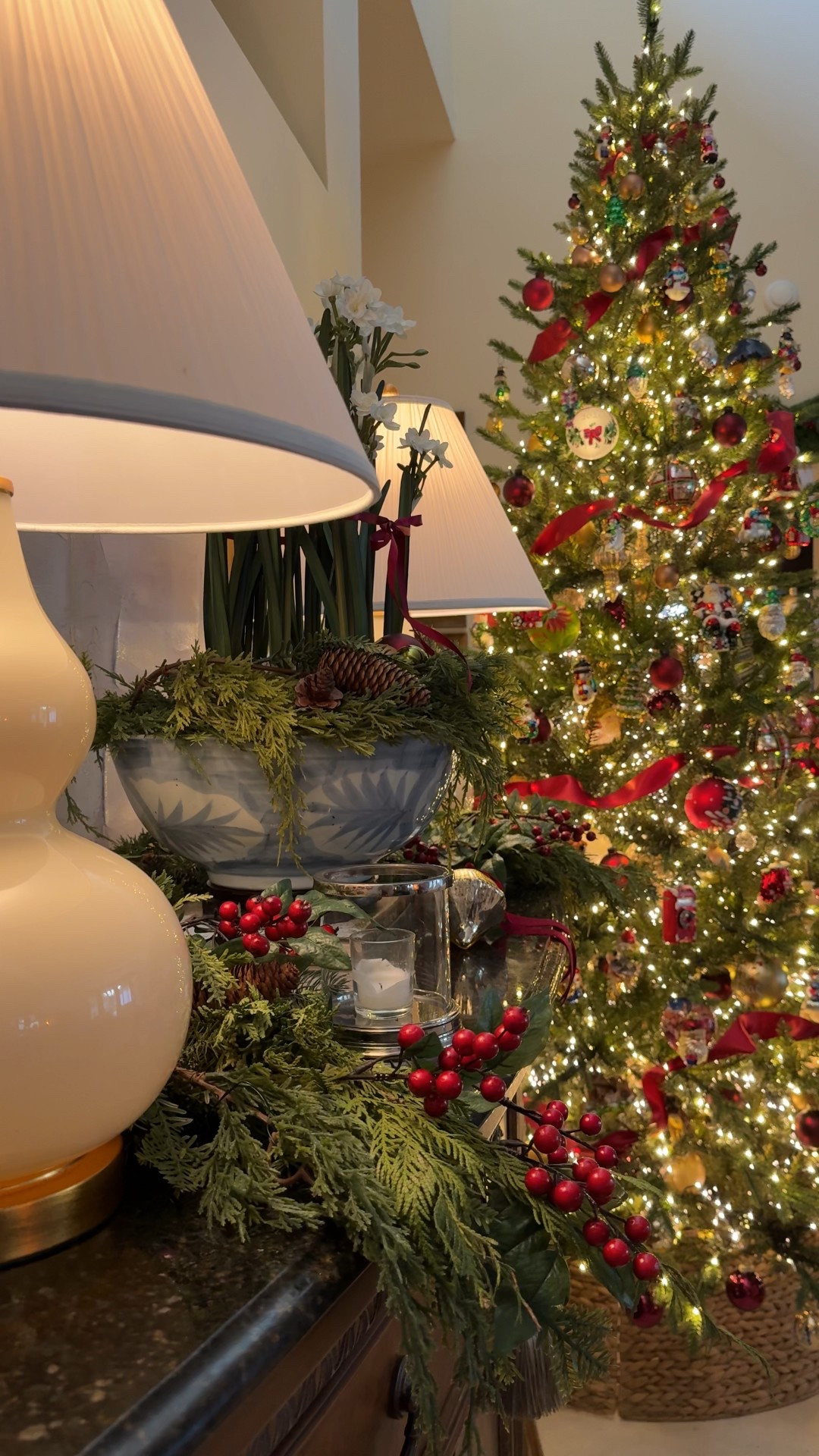 A few dining room details.

Table Lamps. Candle Holder. Blue & White Bowl. Chinoiserie. Faux florals. Paperwhites. Dining Room. Classic  Christmas. Lavender Rose Home.

#LTKHoliday #LTKHome