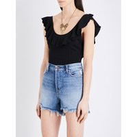 Free People Uh Huh flared gauze bodysuit, Women's, Size: M, Black | Selfridges