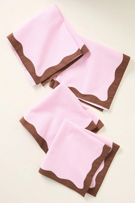 Ruby Scallop-Border Napkins, Set of 4 | Anthropologie (US)