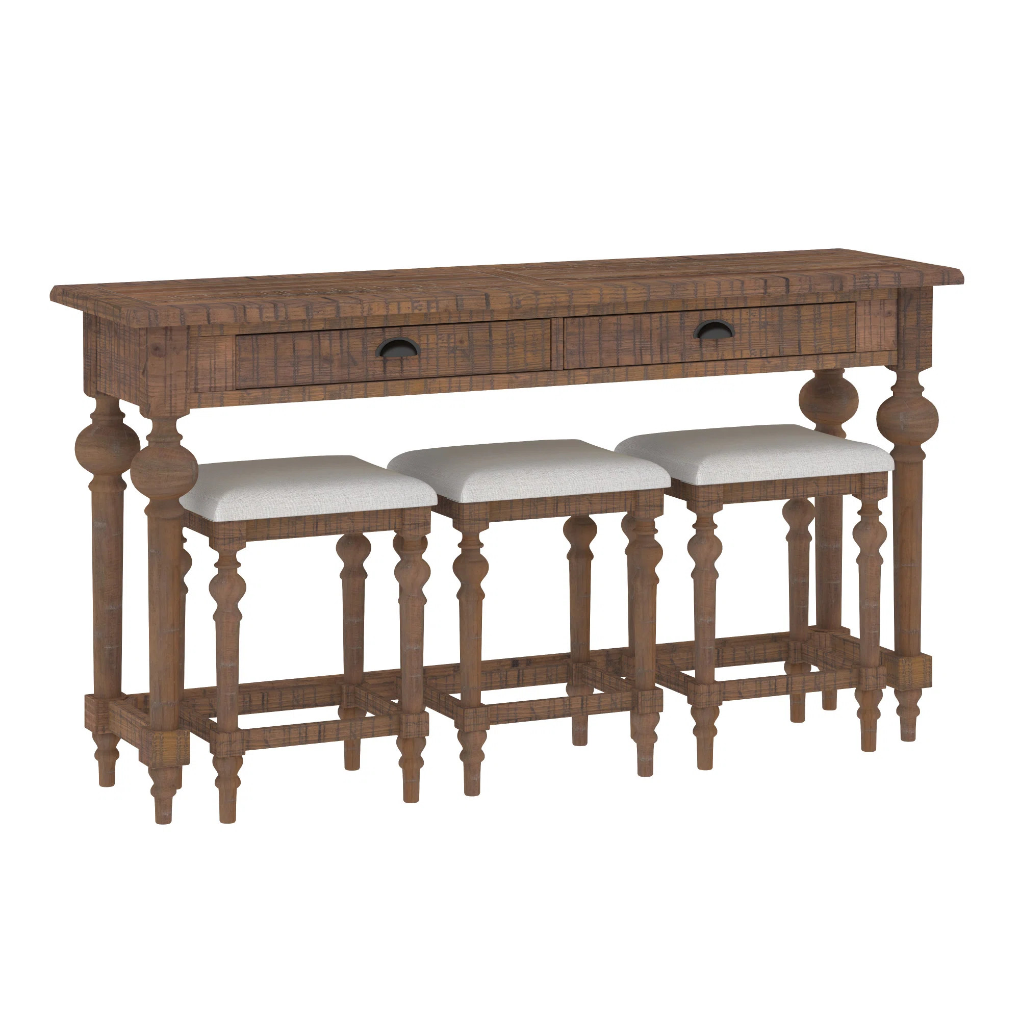 Clintwood French Country Style Storage Console Table and Stool Set | Wayfair North America