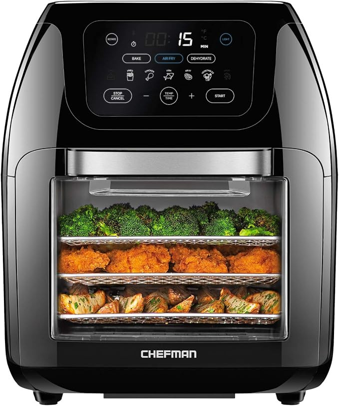 Multifunctional Digital Air Fryer+ Rotisserie, Dehydrator, Convection Oven, 17 Touch Screen Presets Fry, Roast, Dehydrate, Bake, XL 10L Family Size, Auto Shutoff, Large Easy-View Window, Black 

 #LTKHome #LTKSaleAlert