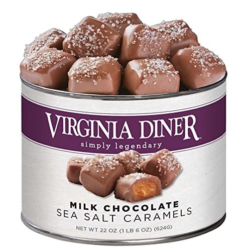 Virginia Diner - Gourmet Natural Milk Chocolate Sea Salt Caramels, Limited Edition 22 Ounce Tin w... | Amazon (US)