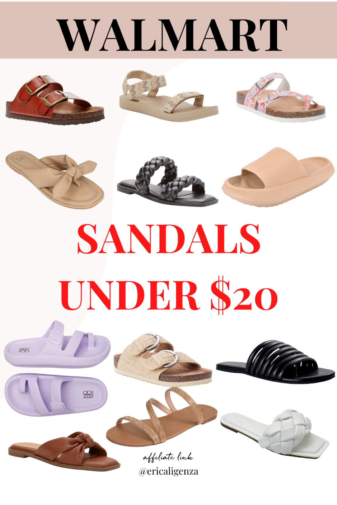 Walmart sandals under $20! 

Walmart fashion // Walmart shoes // shoes under $20 // buckle sandals // embellished sandals // Birkenstock lookalikes // comfy sandals // braided sandals // bow sandals // comfy slides // two strap sandal // strappy sandals // rhinestone sandals // braided slides 

#LTKFind #LTKshoecrush #LTKunder50