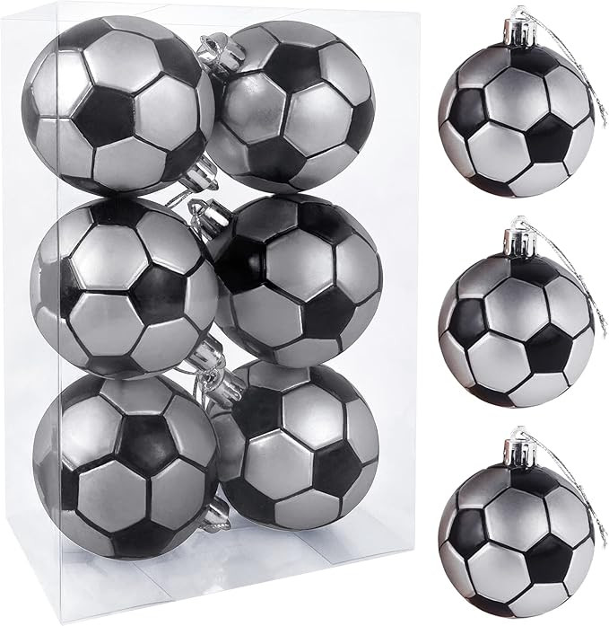 6 Pcs Christmas Balls Ornaments - Mupera Shatterproof Xmas Soccer Sports Decorative Balls, Christ... | Amazon (US)