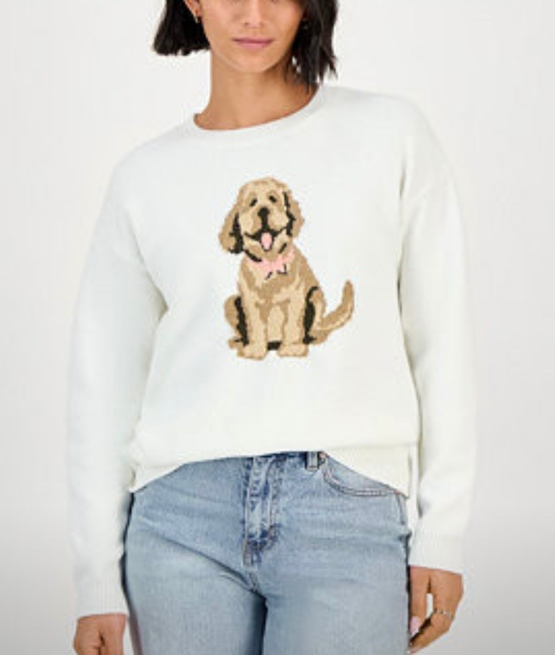 This long sleeved crewneck dog-motif sweater is too cute! 
Machine washable
Polyester/spandex blend

#LTKSaleAlert #LTKPets #LTKStyleTip