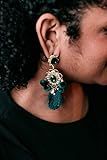 Hunter Green Tassel Earrings, Emerald Rhinestones Statement Earrings, Crystal Fringe Pom Pom Garland | Amazon (US)