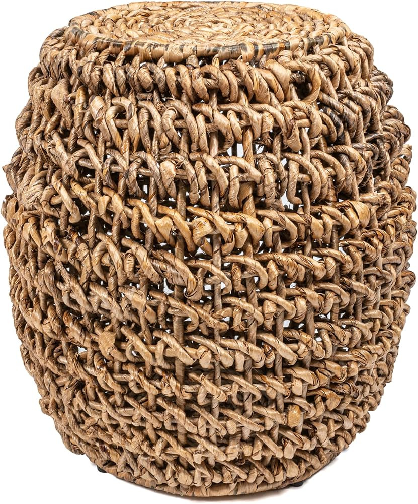 JONATHAN Y TBL2000A Sage 21" Rustic Bohemian Barrel-Style Abaca/Iron Handwoven Indoor/Outdoor Sto... | Amazon (US)