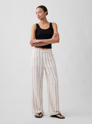 High Rise Linen-Blend Wide-Leg Pants | Gap Factory