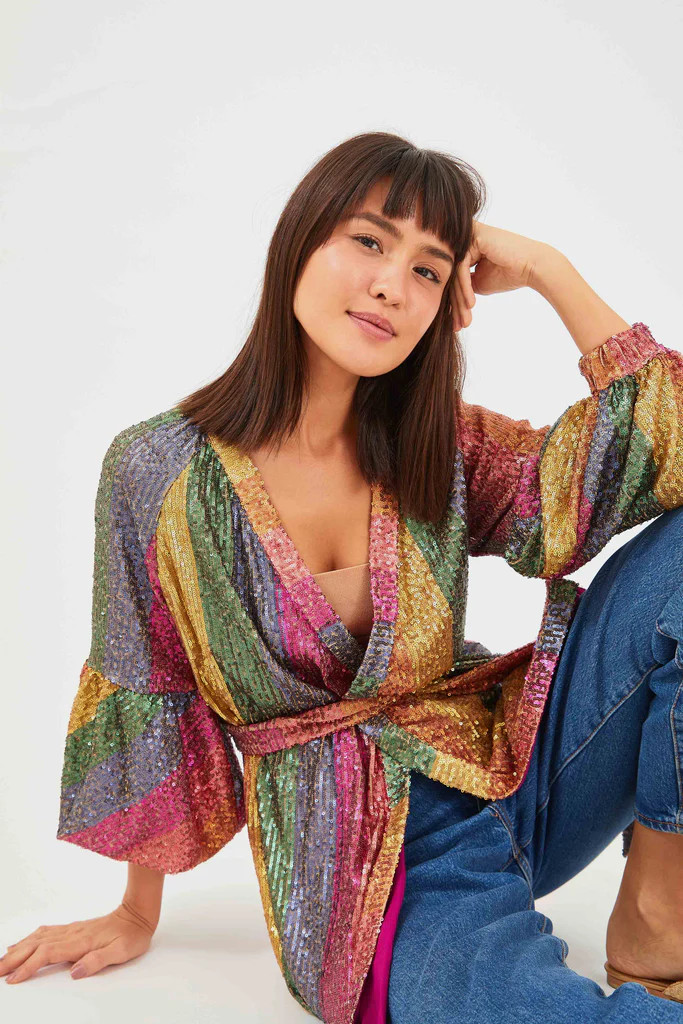 RAINBOW SEQUIN KIMONO | FarmRio (US)