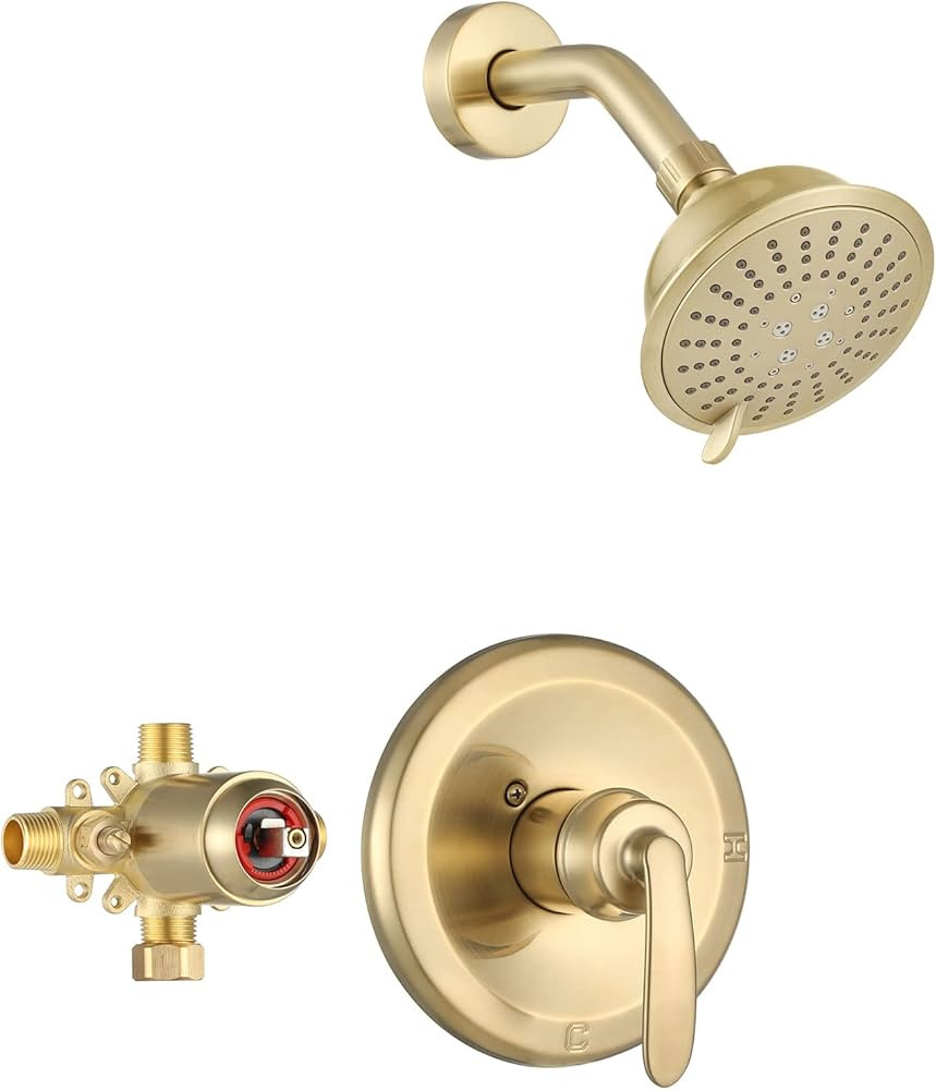 PARLOS Shower Faucet with Valve, Single-Handle Shower Trim Kit with 5-Spray Touch-Clean Shower He... | Amazon (US)
