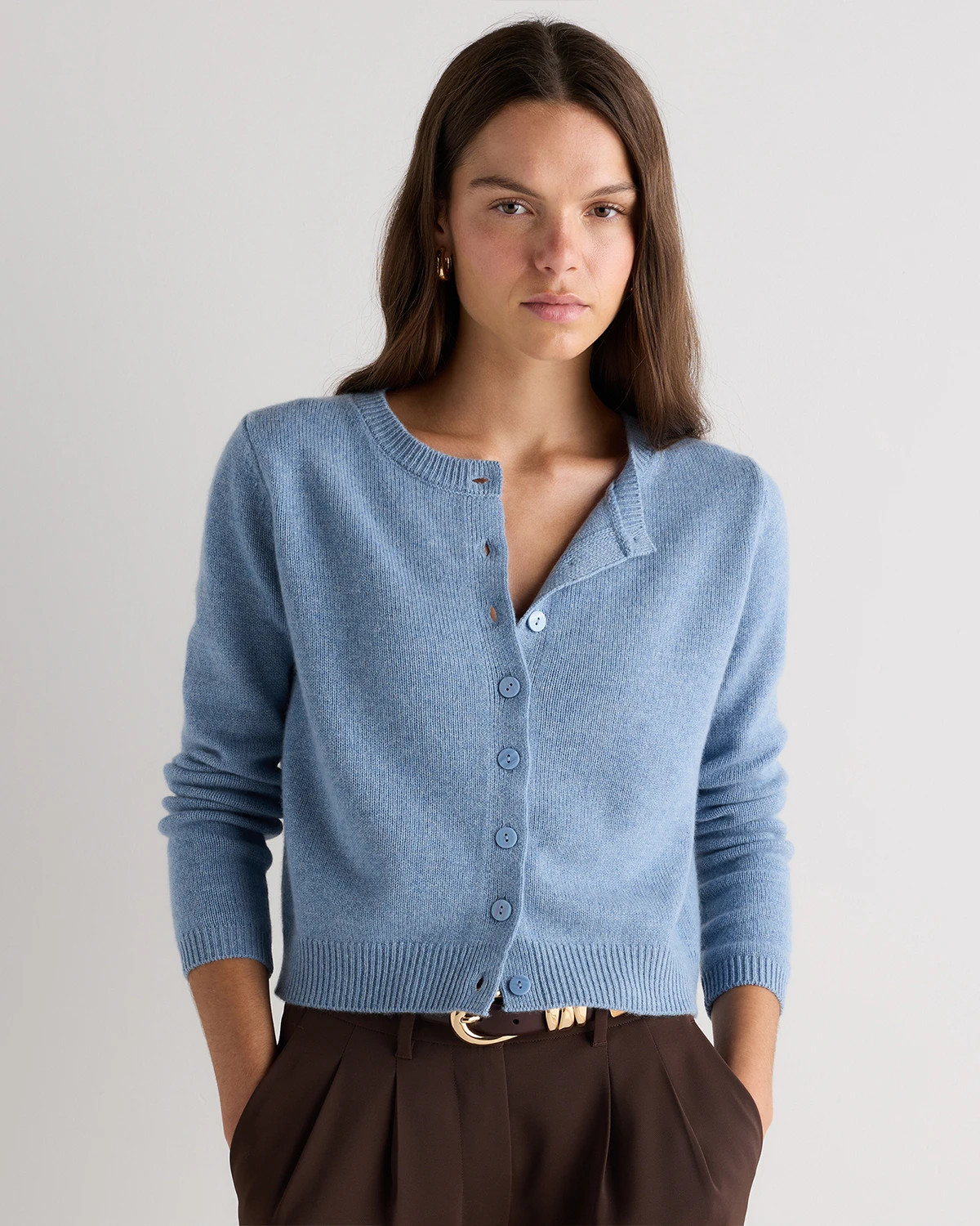 Mongolian Cashmere Cropped Crew Cardigan | Quince