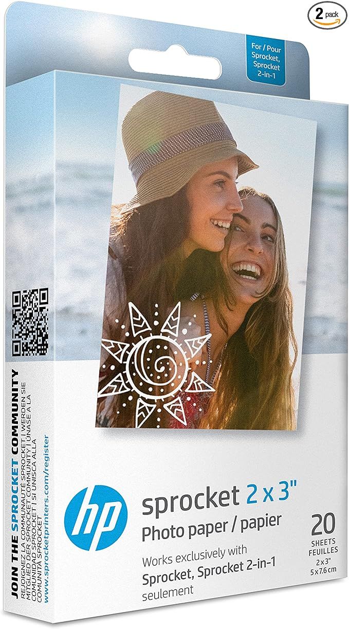 HP Sprocket 2x3 Premium Zink Sticky Back Photo Paper (20 Sheets) Compatible with HP Sprocket Phot... | Amazon (US)