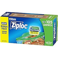 Ziploc Sandwich and Snack Bags with EasyGuide Texture, Plastic Storage Bags with Grip 'n Seal Tec... | Amazon (US)