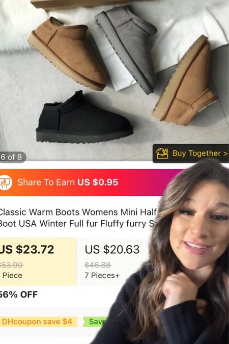 Ultra short Uggs for $23! These dupes look good from reviews, can’t wait for them to come in! 

DHGate finds | ugg dupes | ultra short Uggs | fall shoe trend | shoe finds 

#LTKshoecrush #LTKunder50 #LTKsalealert
