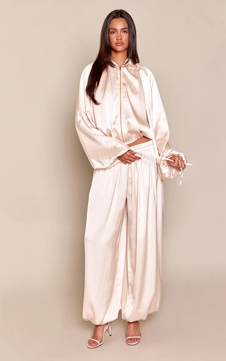 Satin Pleated Balloon Trousers | boohoo (US & Canada)