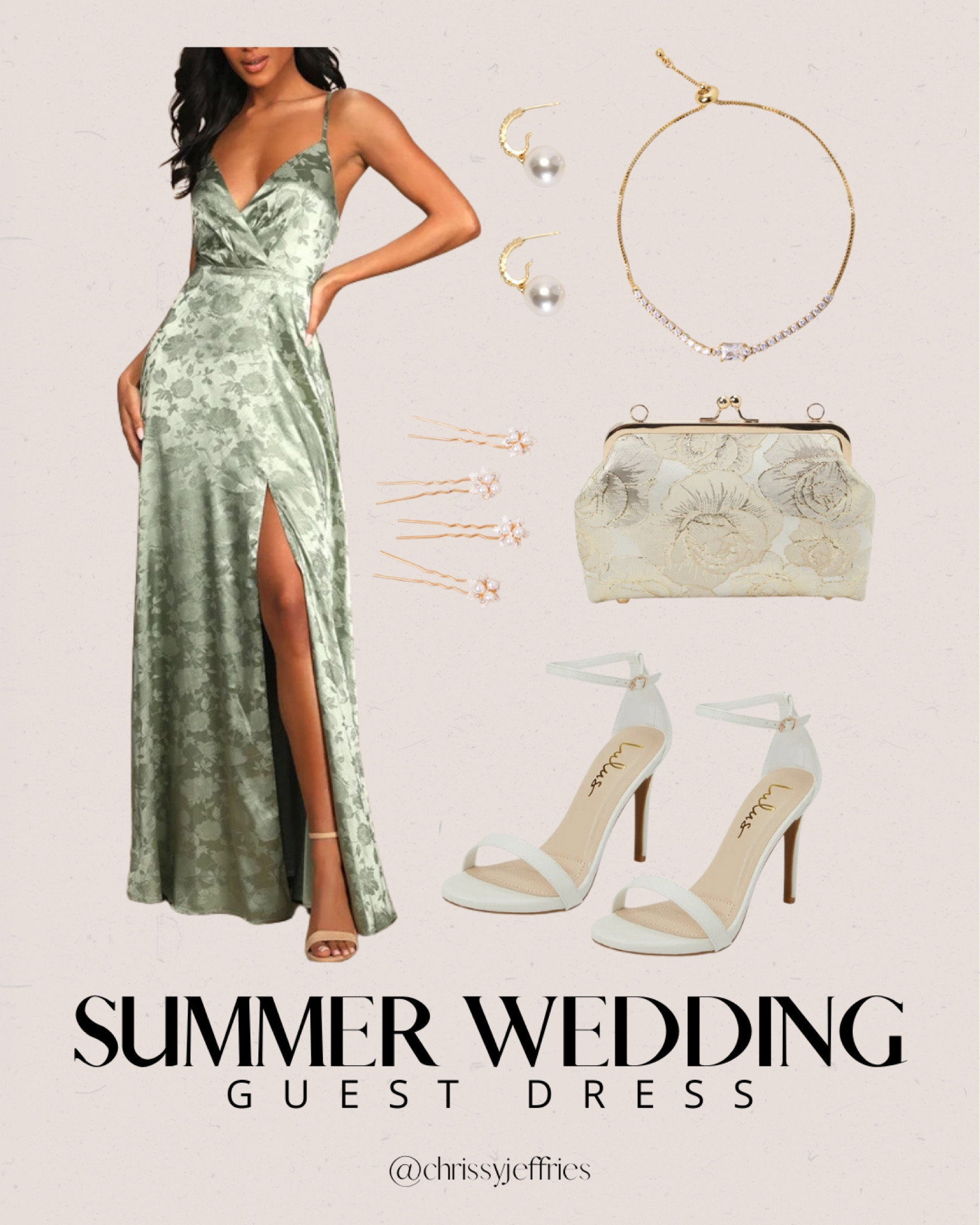 Step into summer wedding season with this elegant and timeless guest dress. The soft green satin gown features a flattering wrap design and a stylish slit, perfect for making an entrance. Complete the look with delicate pearl accessories, a vintage-inspired clutch, and chic heels. Be the epitome of sophistication at your next wedding event! ✨

 #SummerWedding #WeddingGuestStyle #ElegantOutfit #ChicFashion #WeddingSeason

#LTKpartywear #LTKwedding #LTKsummer