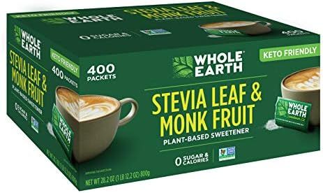 WHOLE EARTH Stevia & Monk Fruit Plant-based Sweetener, 400 Packets | Amazon (US)