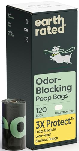 Earth Rated 3X Protect Dog Poop Bag Rolls, Odor Blocking Leak Proof Extra Thick, Unscented, 120 C... | Amazon (US)