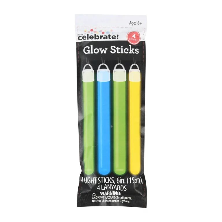 Way To Celebrate Glow Sticks, 6", 4 Count | Walmart (US)