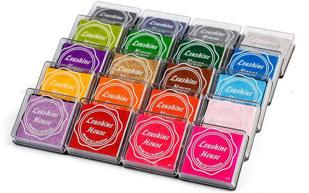 Lsushine Craft Ink Pad Stamps Partner Diy Color,20 Colors Rainbow Finger Ink pad for kids (pack o... | Amazon (US)