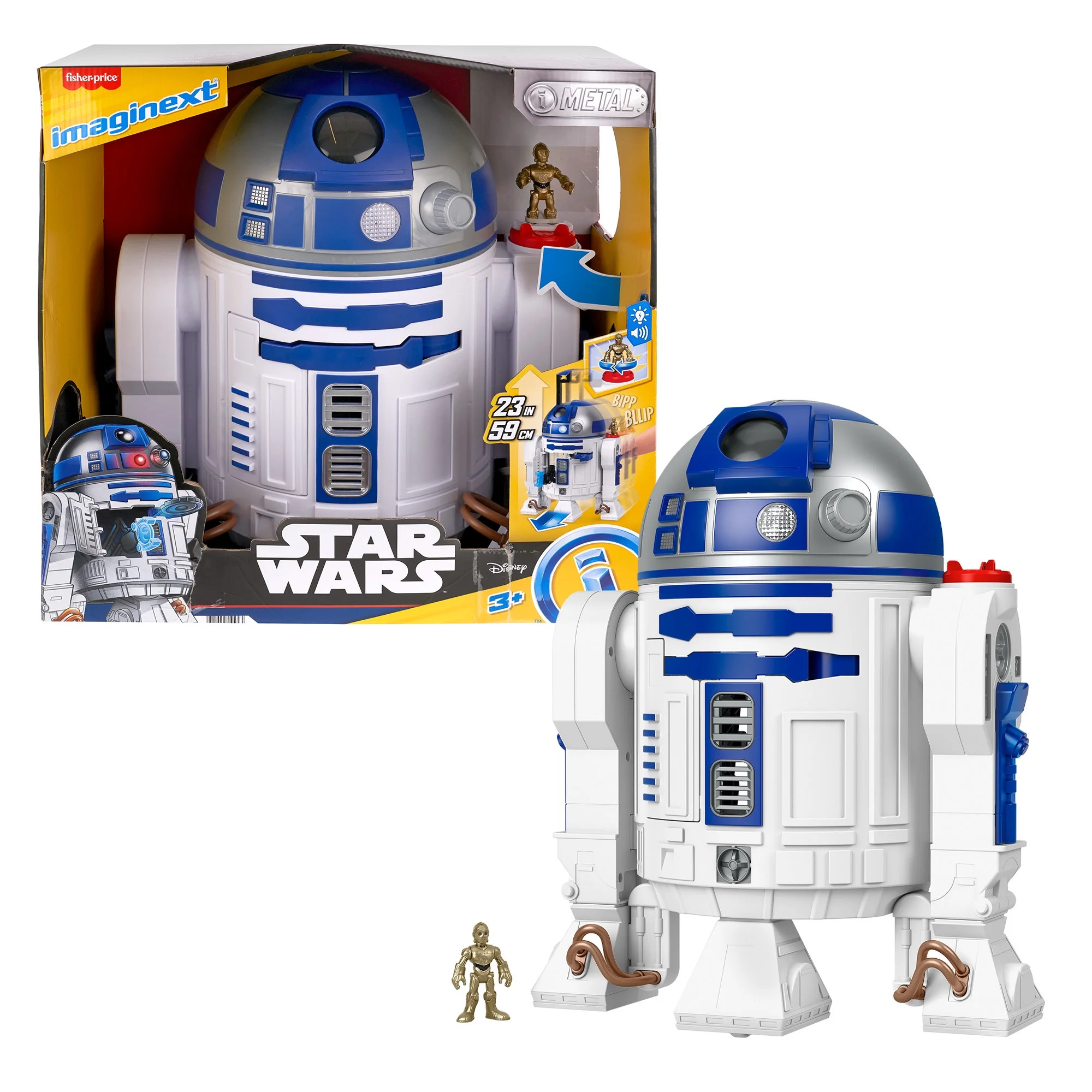 Imaginext STAR WARS R2-D2 Toy with Lights Sounds & C-3PO Diecast Character Key for Kids | Walmart (US)