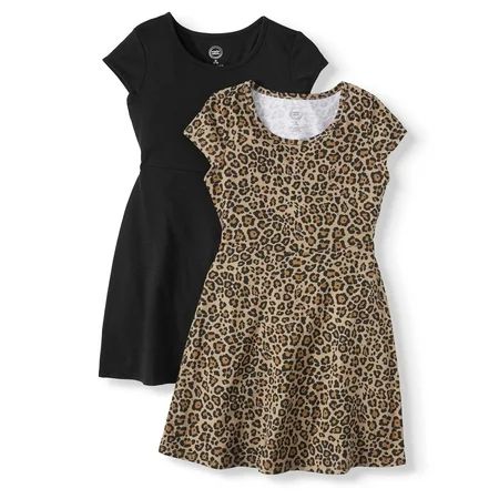 Wonder Nation Short Sleeve Dress, Back to School 2-Pack (Little Girls, Big Girls, Big Girls Plus) | Walmart (US)
