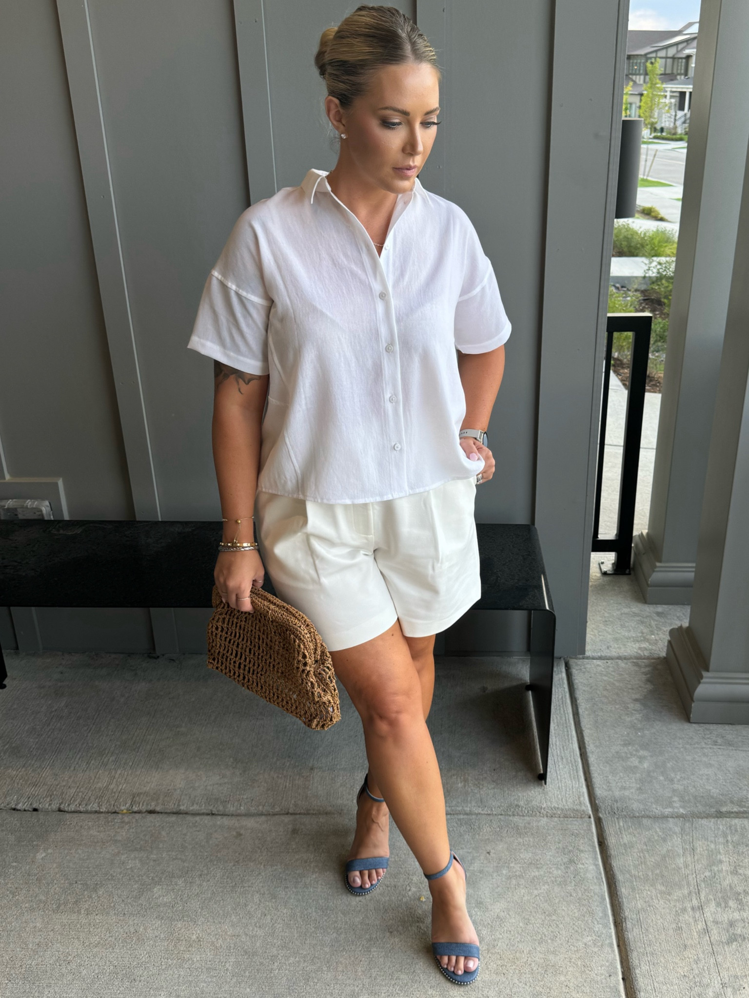 All whit for the win. 

Shorts
Long shorts 
Outfit 
Fall
Clutch 


#LTKMidsize #LTKOver40 #LTKStyleTip