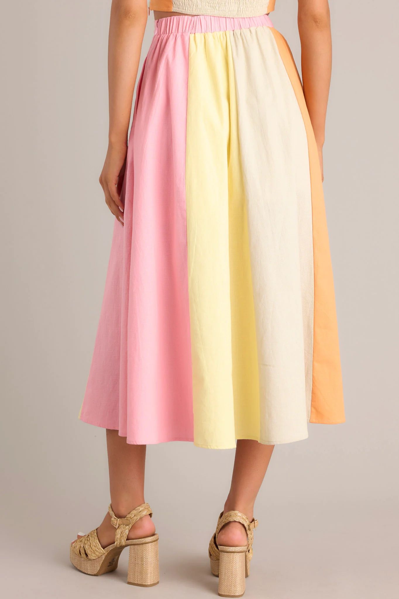 Sherbet Dreams Pastel Multi Midi Skirt | Red Dress