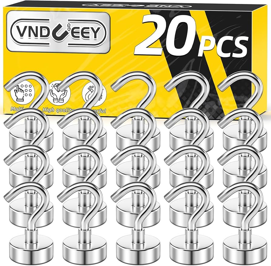 VNDUEEY 20 Pack Magnetic Hooks, 25Lbs Magnet Hooks Heavy Duty, Strong Magnetic Hooks Cruise, Frid... | Amazon (US)