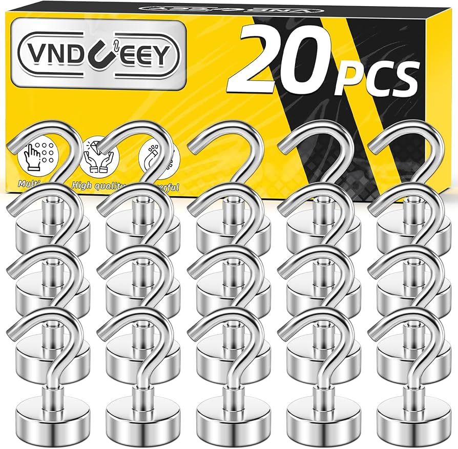 VNDUEEY 20 Pack Magnetic Hooks, 25Lbs Magnet Hooks Heavy Duty, Strong Magnetic Hooks Cruise, Frid... | Amazon (US)
