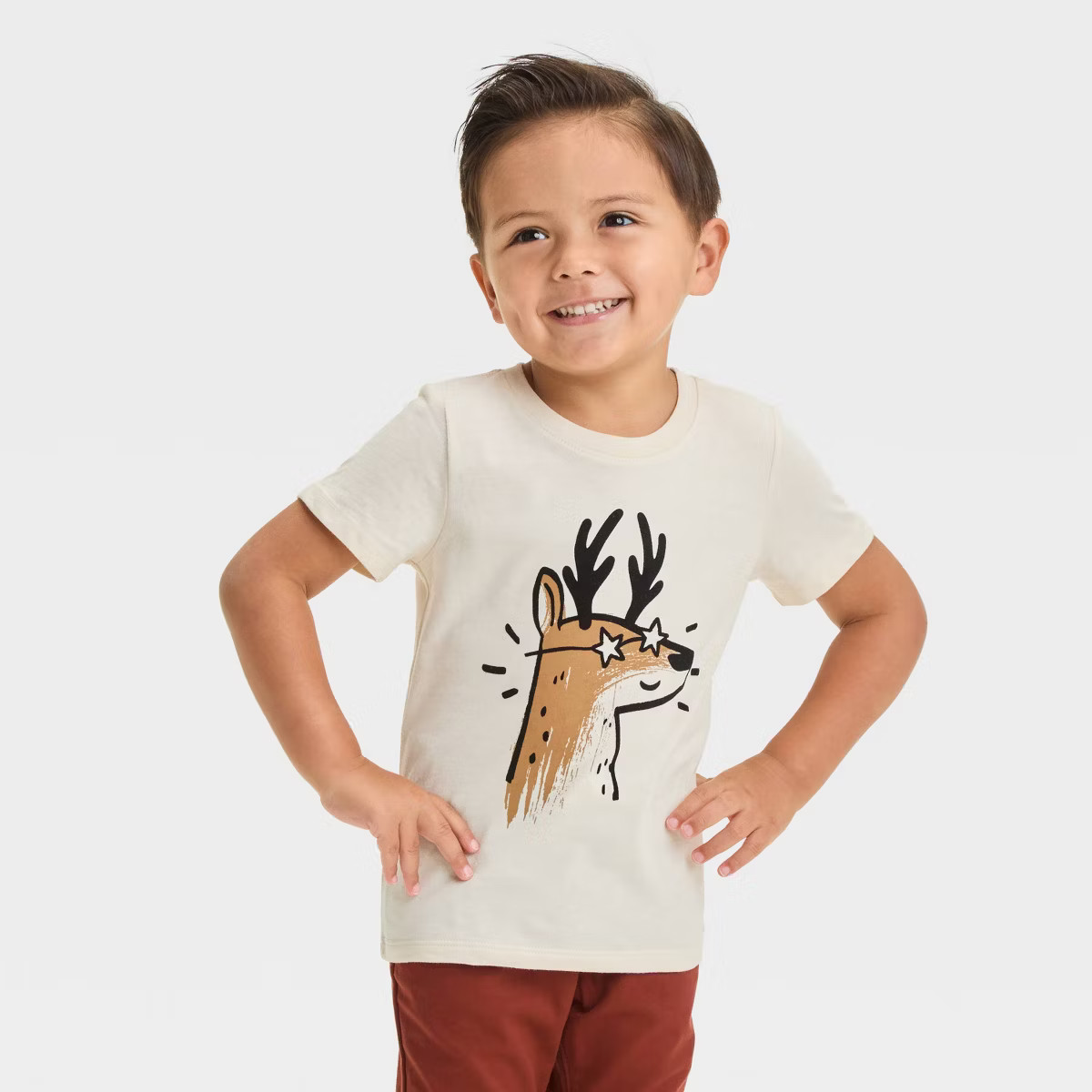 Toddler Boys' Short Sleeve Deer Graphic T-Shirt - Cat & Jack™ Gray | Target
