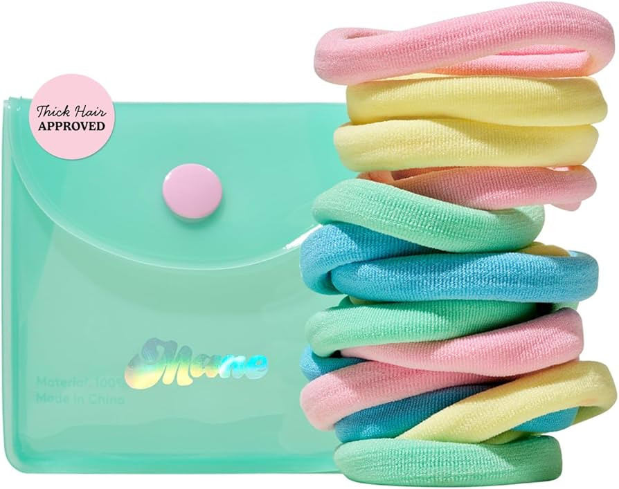 Mane Rainbow Fabric Hair Ties & Case - Extra-Wide & Soft Elastic Bands For All Types & Textures -... | Amazon (US)