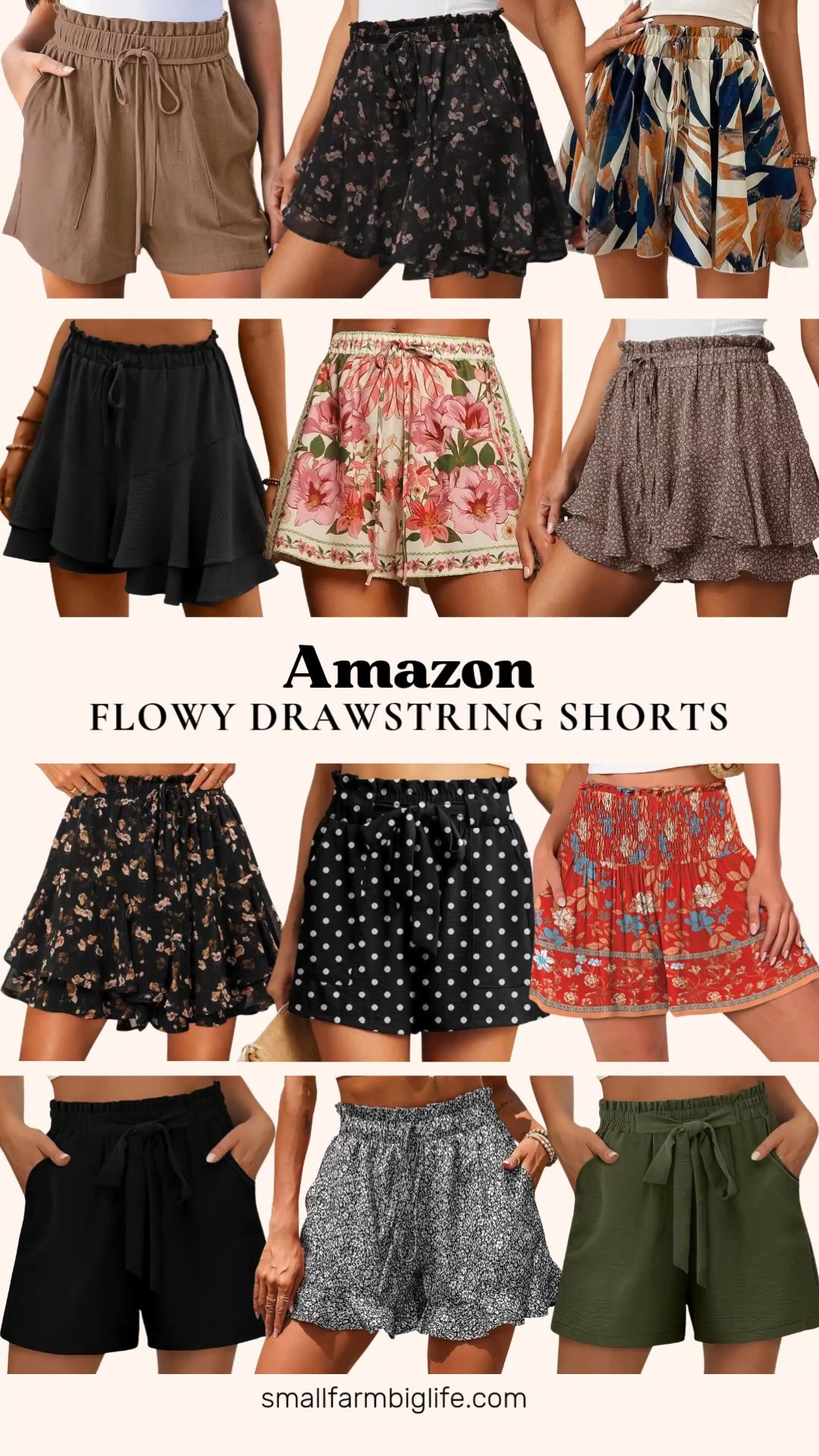 These flowy drawstring shorts have been my top performing style all summer, and this batch is full of the boho florals and prints that keep clicking best.
I am loving the blue, orange, and cream BEAUDRM linen flowy shorts and the pink, green, and cream RoseSeek boho floral drawstring shorts for an easy vacation outfit. The black and white polka dot IWOLLENCE tie knot shorts and the army green and black KISSMODA tie knot shorts are great lightweight everyday options.
The light brown Hody Lovy linen shorts and the red, blue, and orange floral ANRABESS smocked wide leg shorts are perfect for beach or lounge days. I am also loving the brown floral and black and tan floral Aoudery chiffon ruffle skorts, the black boho tiered skort, the black and brown floral country concert skort, and the black and white floral BTFBM belted ruffle shorts for a fun, feminine twist on the flowy short trend.
Shop all of my favorite flowy drawstring shorts from Amazon linked in this post. 

 #LTKootd #LTKOver40 #LTKSaleAlert