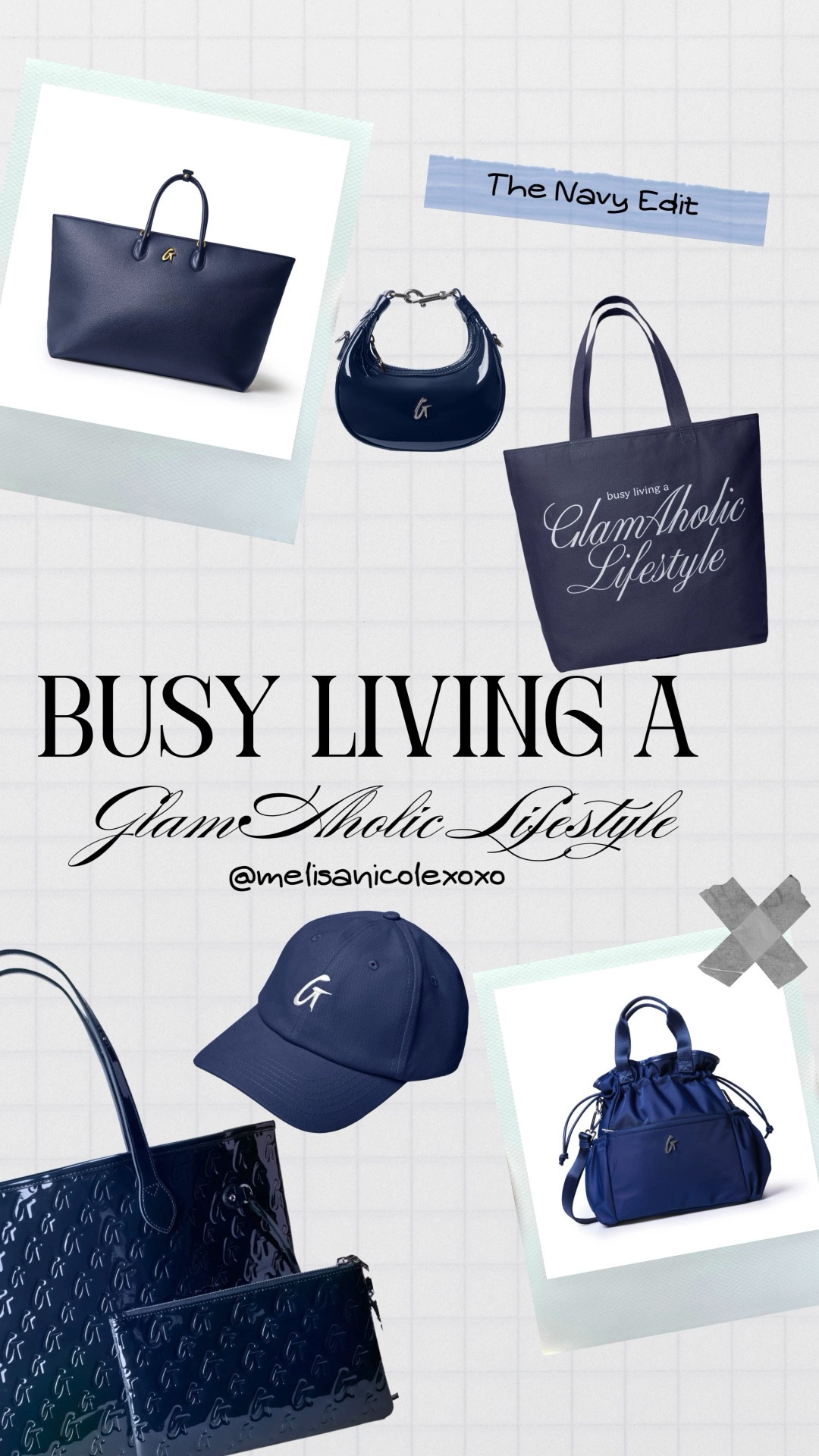 @GlamAholic Lifestyle latest collection, “Busy Living a GlamAholic Lifestyle” is now LIVE! . Here’s the Navy Edit, which includes the jumbo pebble tote bag, nano mirror hobo bag, canvas tote bag, monogram glam tote and wristlet, trucker hat, dad hat, and nylon lunch bag
#GlamAholicLifestyle 



#LTKITbag

#LTKselfcare #LTKTravel #LTKSaleAlert