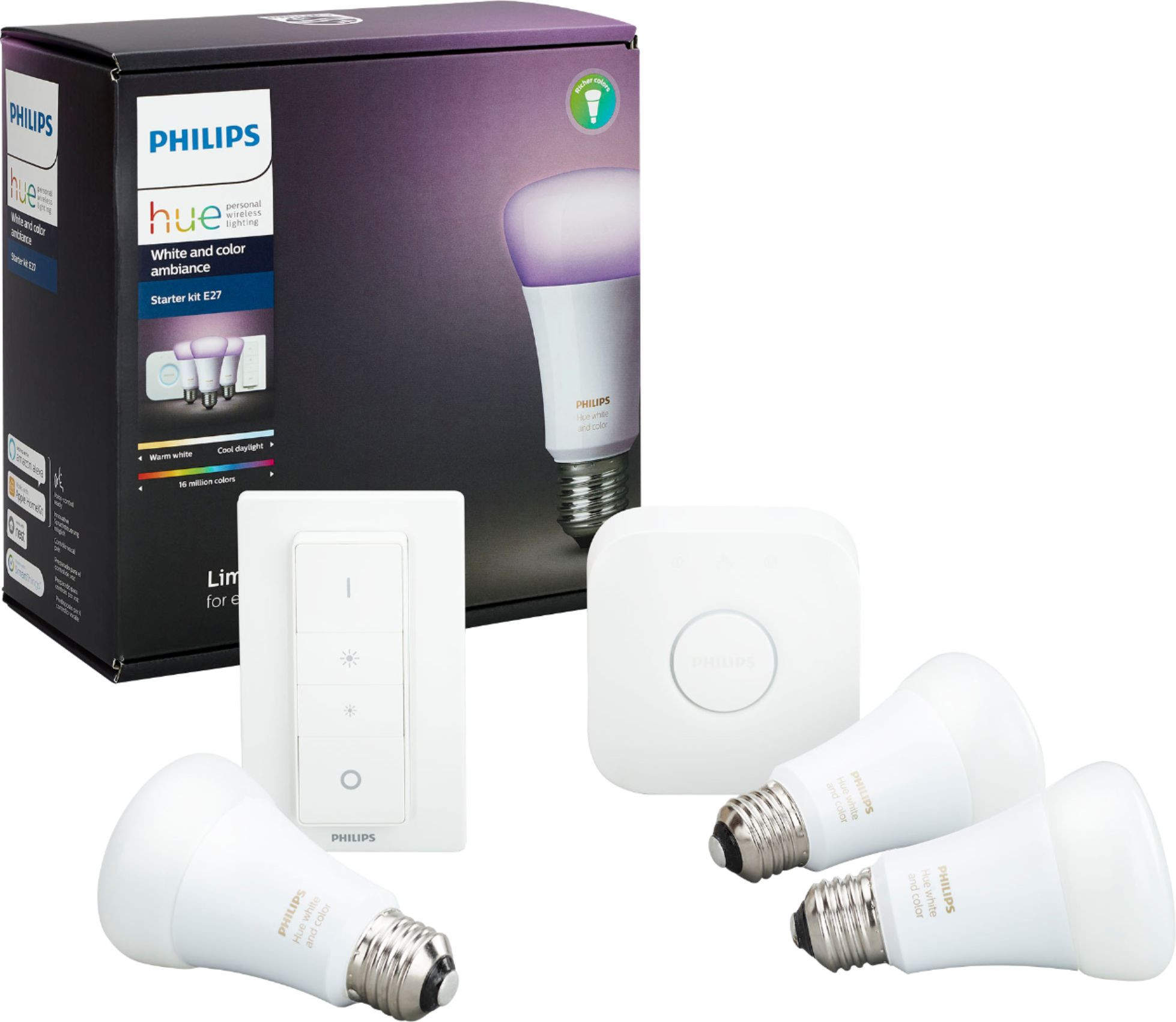 Philips - Hue White & Color Ambiance A19 LED Starter Kit - Multicolor | Best Buy U.S.