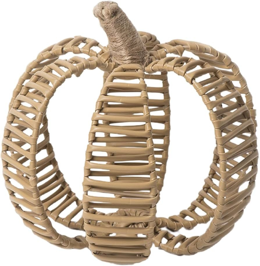 Handwoven Rattan Pumpkin Ornament\u2014a Rustic, Hollow Rattan Woven Fall Table Centerpiece, Perf... | Amazon (US)