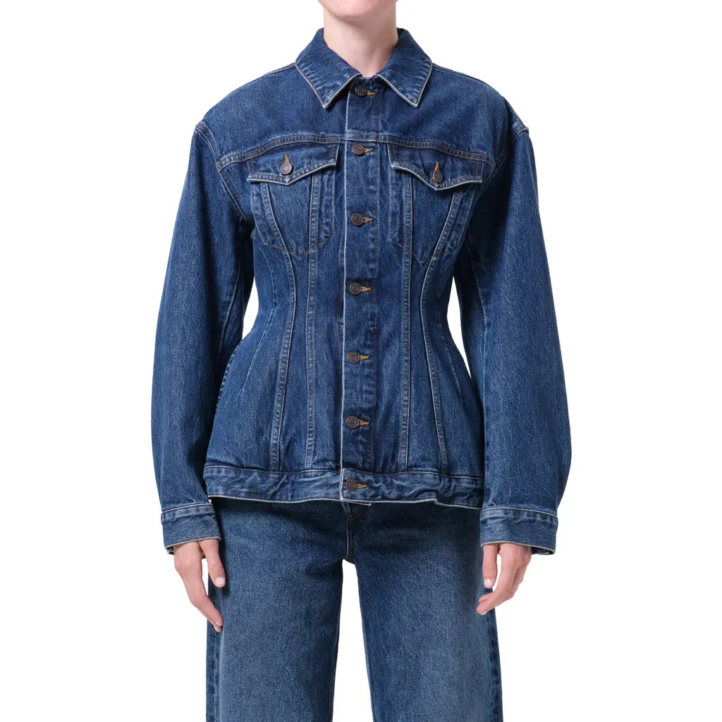 AGOLDE Myra Structured Denim Jacket in Volume Dark Indigo at Nordstrom Rack, Size Medium | Nordstrom Rack