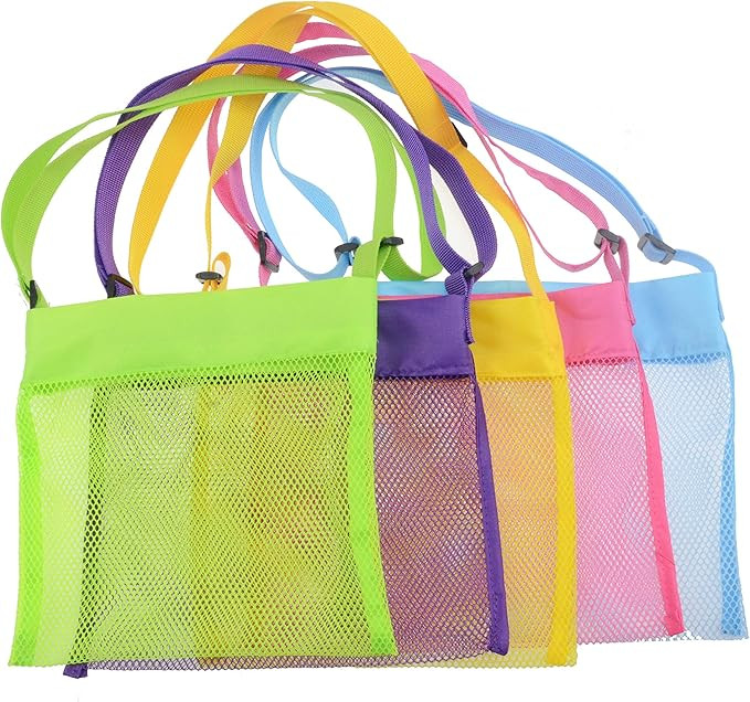 Shenglong Mesh Beach Bags，Seashell Mesh Bags（Set of 5） | Amazon (US)