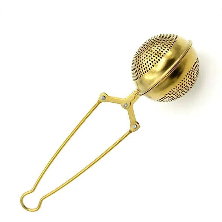 Gold Ball Tea Infuser, Metal, Hinge and Clamp Style with Straight Handle, For Loose Leaf Tea | Walmart (US)