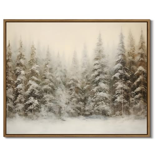 Winter Forest Landscape Wall Art Vintage Snowy Pine Trees Painting Prints Rustic Snowscape Picture Nature Wilderness Illustrations Modern Art Framed for Living Room Bedroom Home Walls Decor, 8x10 Inch | Amazon (US)