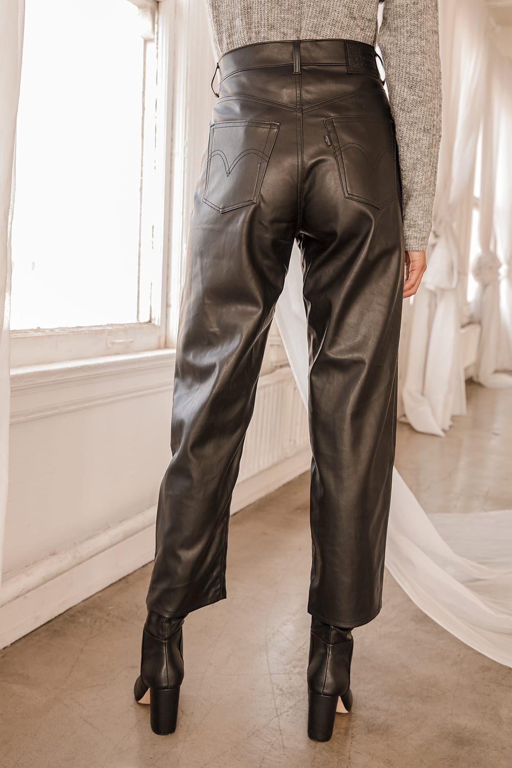 Ribcage Black Vegan Leather Straight Leg Pants | Lulus (US)