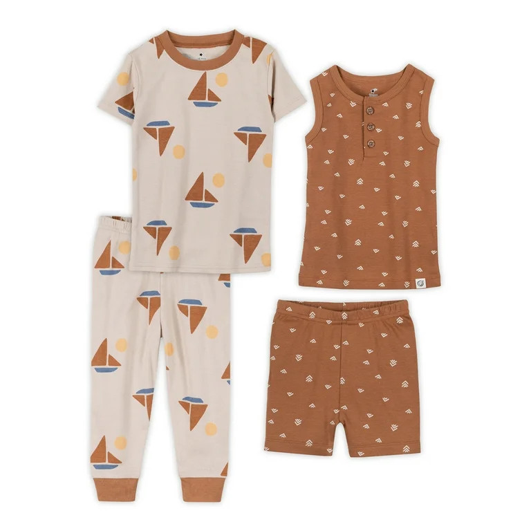 Little Star Organic 4PC Boy Snug Fit Sleepwear Sizes 12M-5T - Walmart.com | Walmart (US)